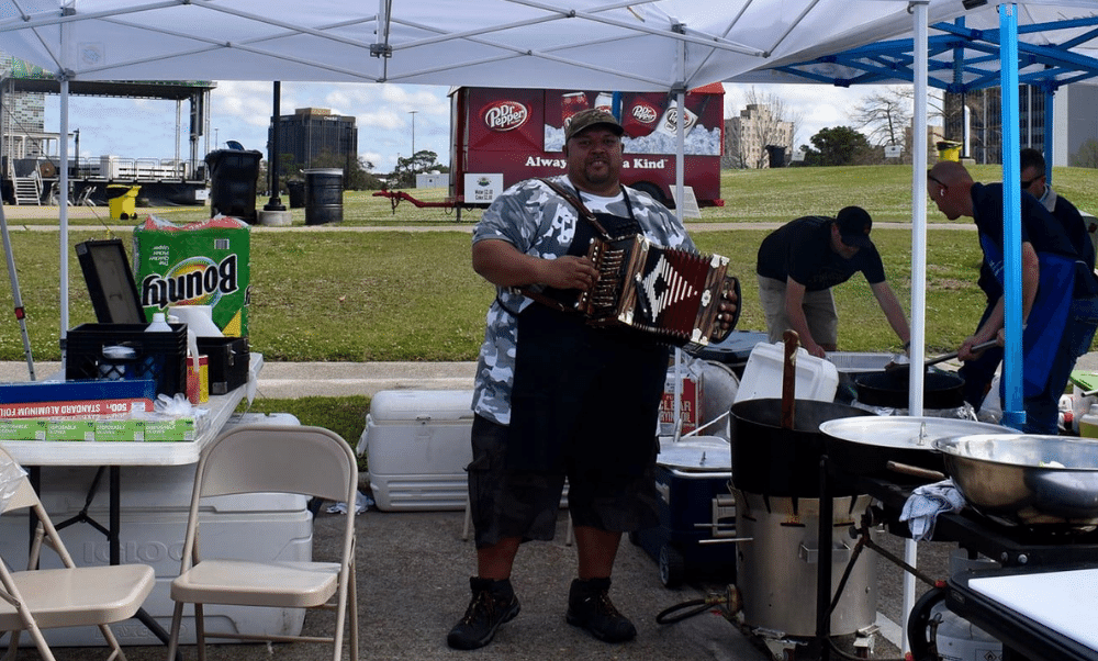 Accordion player at Battle for the Paddle