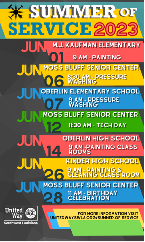 Summer of Service schedule