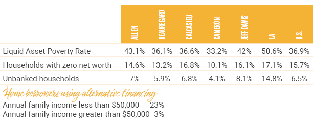 Liquid Asset Poverty Rates for southwest Louisiana