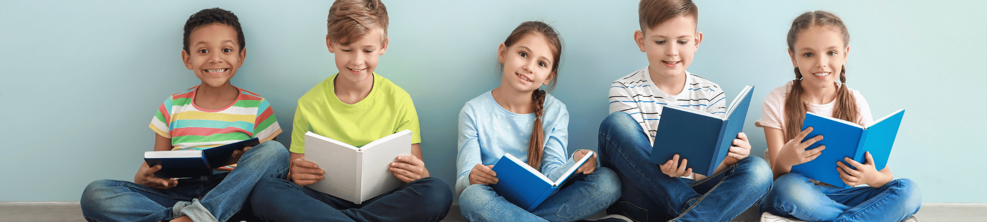 children with books